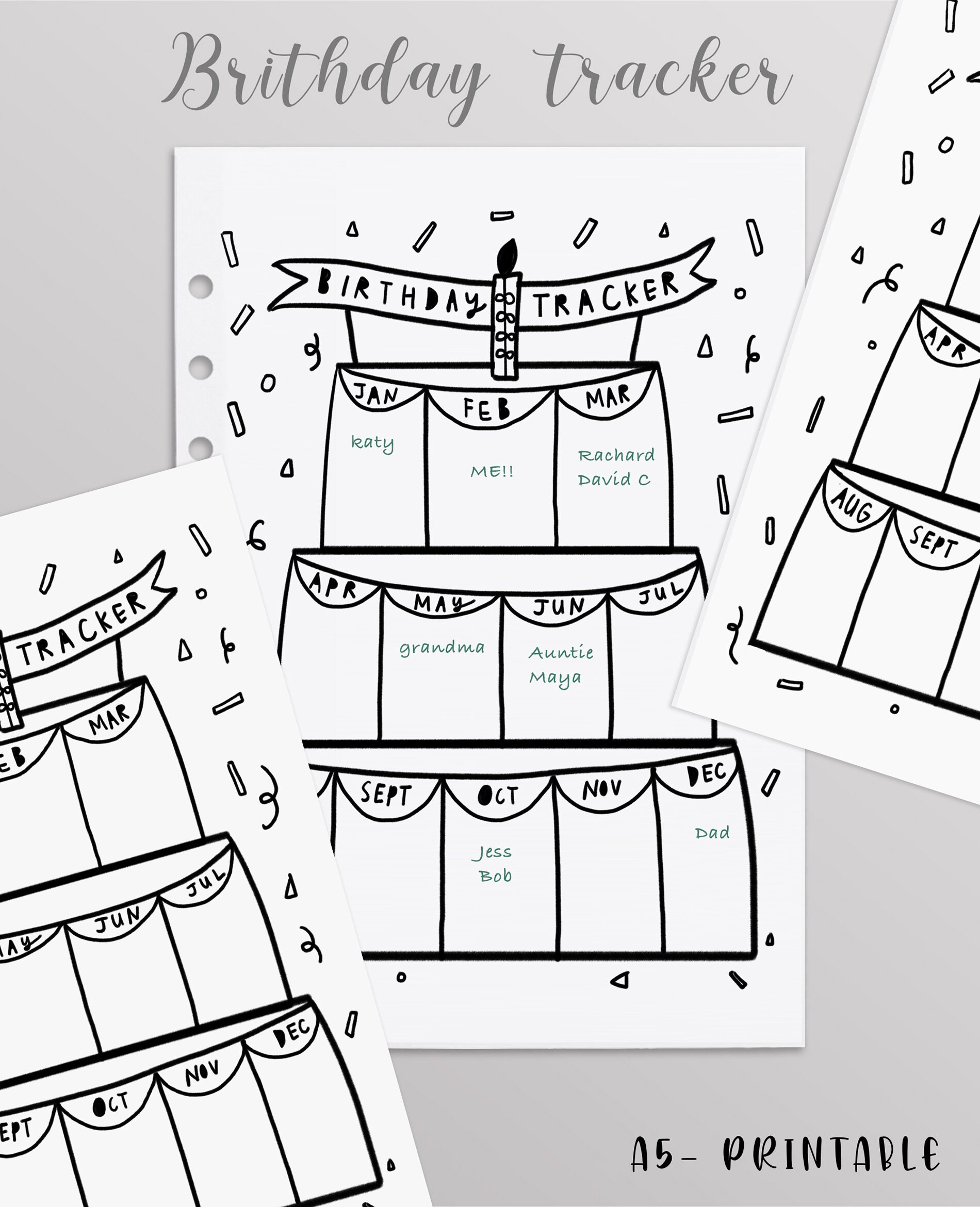 Printable Birthday Tracker Birthday Log Birthday Calendar | Etsy