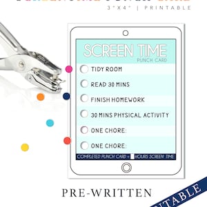 Scheda premio tempo trascorso davanti allo schermo, sistema di premi con scheda premio, premio per l'istruzione parentale, scheda premio per iPad, scheda per le faccende domestiche, scheda premio tempo trascorso davanti allo schermo, stampabile