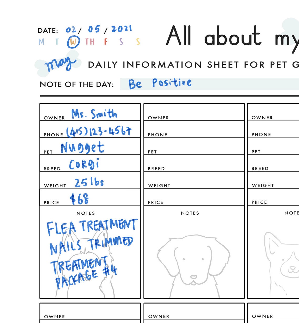 Printable pet grooming Log pet groomer planner pet planner Etsy