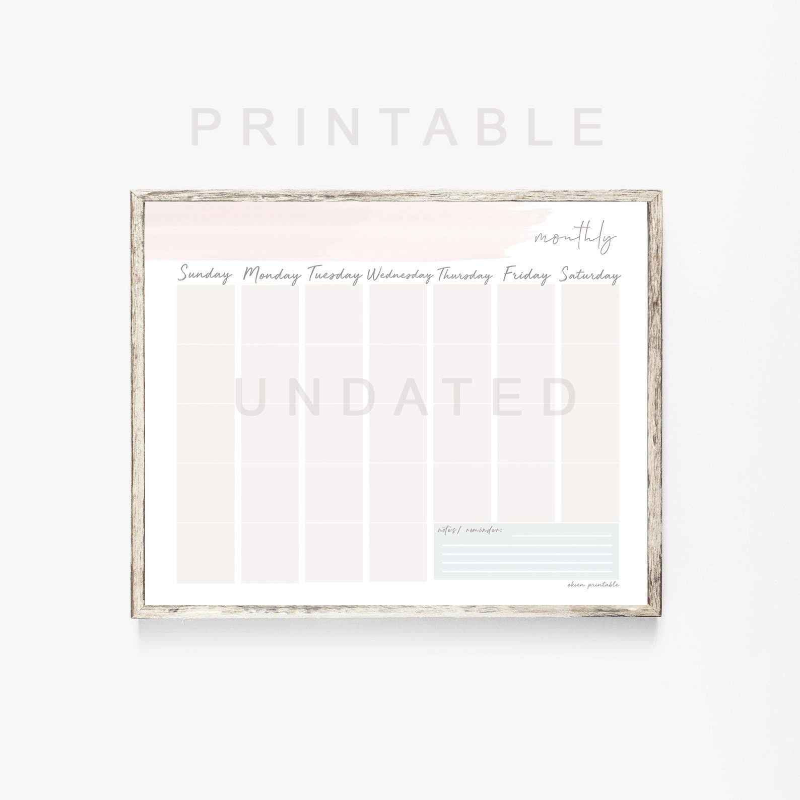 Boho Monthly Calendar Digital Planner Printable Calendar - Etsy