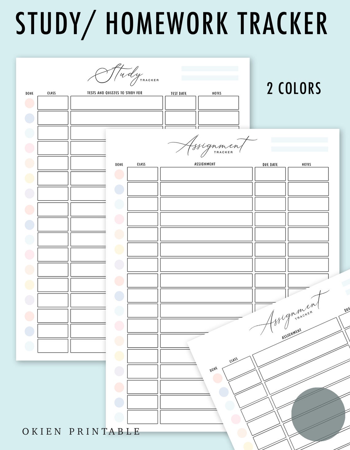 Homework & Assignment Tracker Printable: School Study Log (digital ...