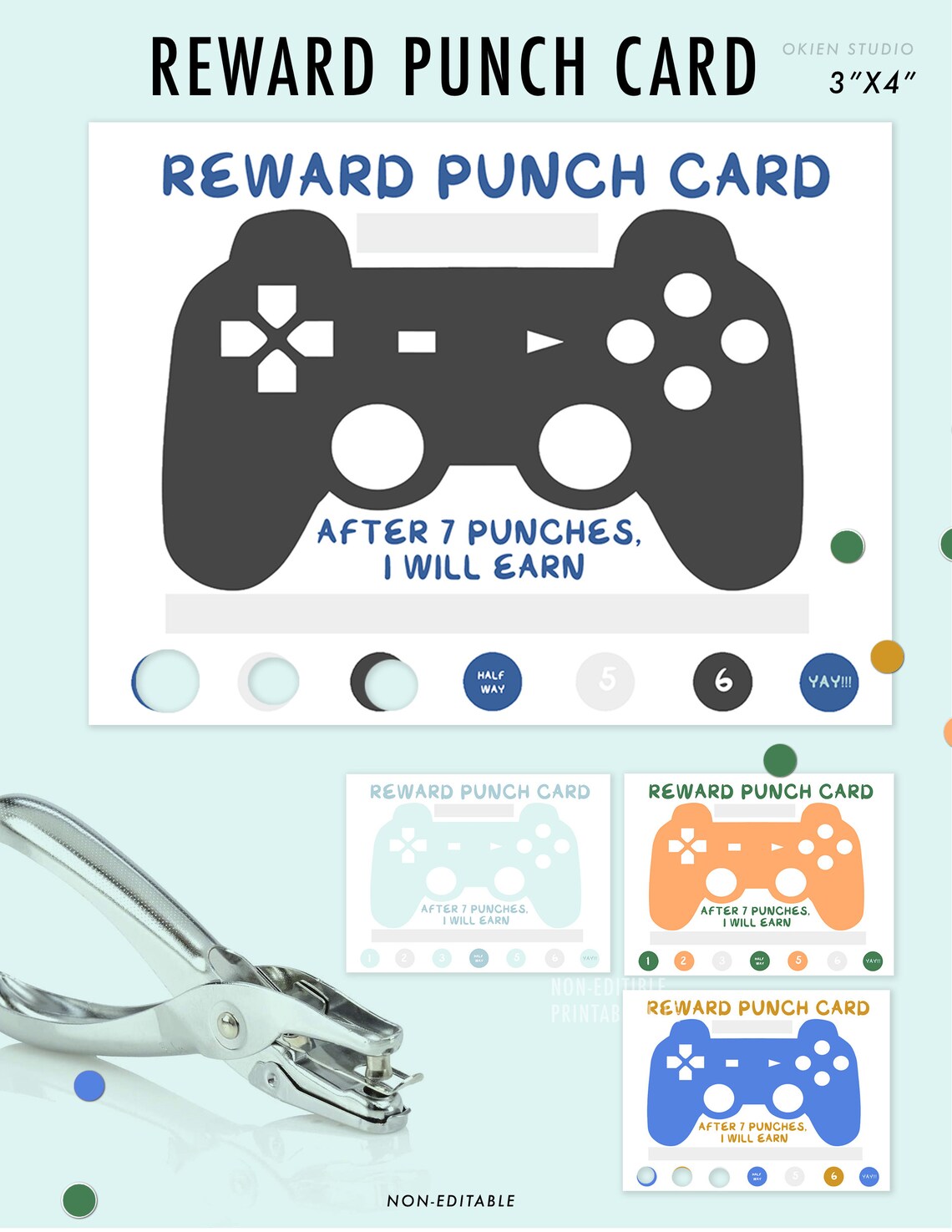 Video Game Printable Reward Punch Card Gaming PC PS Game Etsy