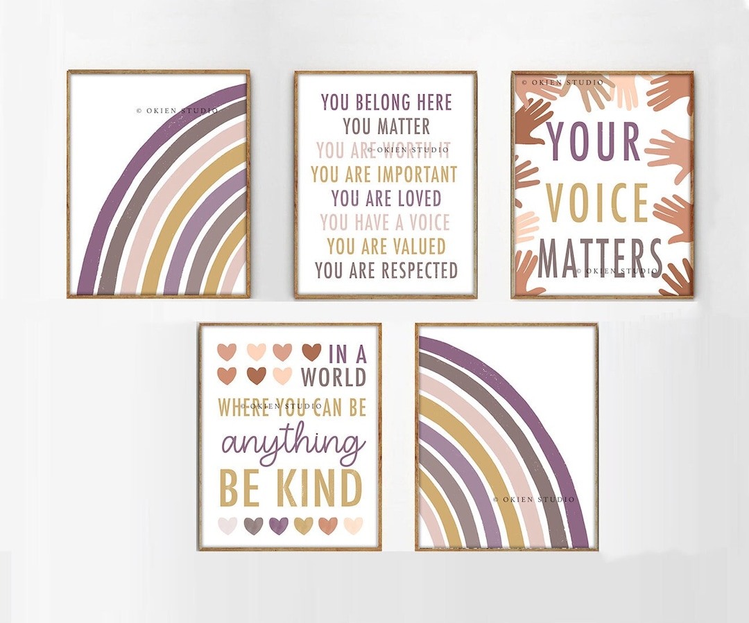 Boho Rainbow Classroom Art Prints: Positive Affirmations Poster Set ...