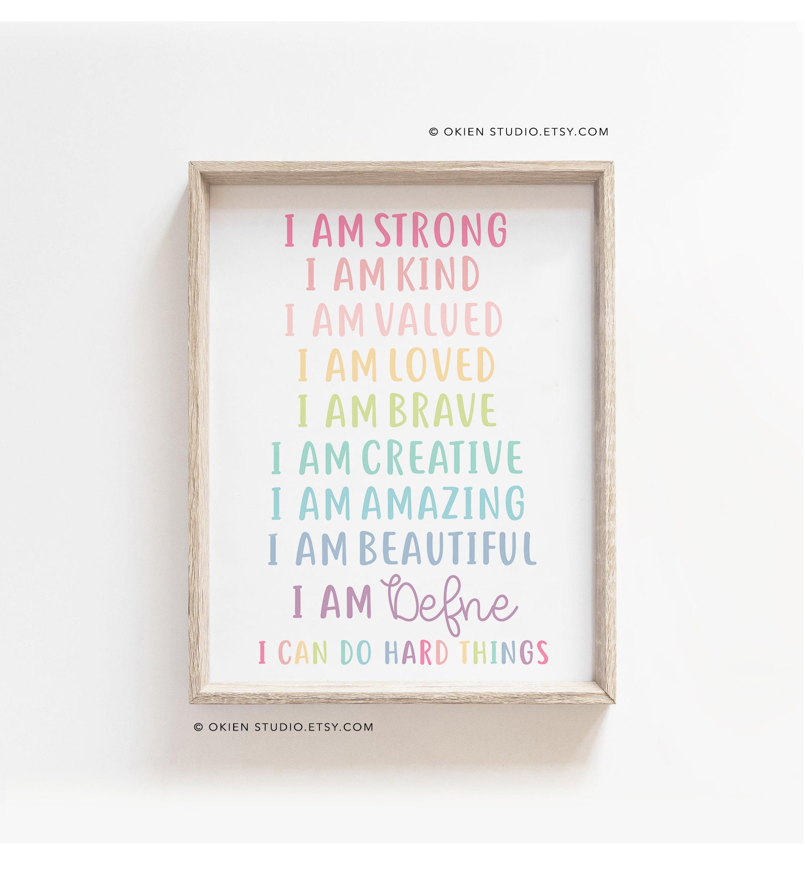 I AM wall art Positive affirmations wall art i am enough Etsy