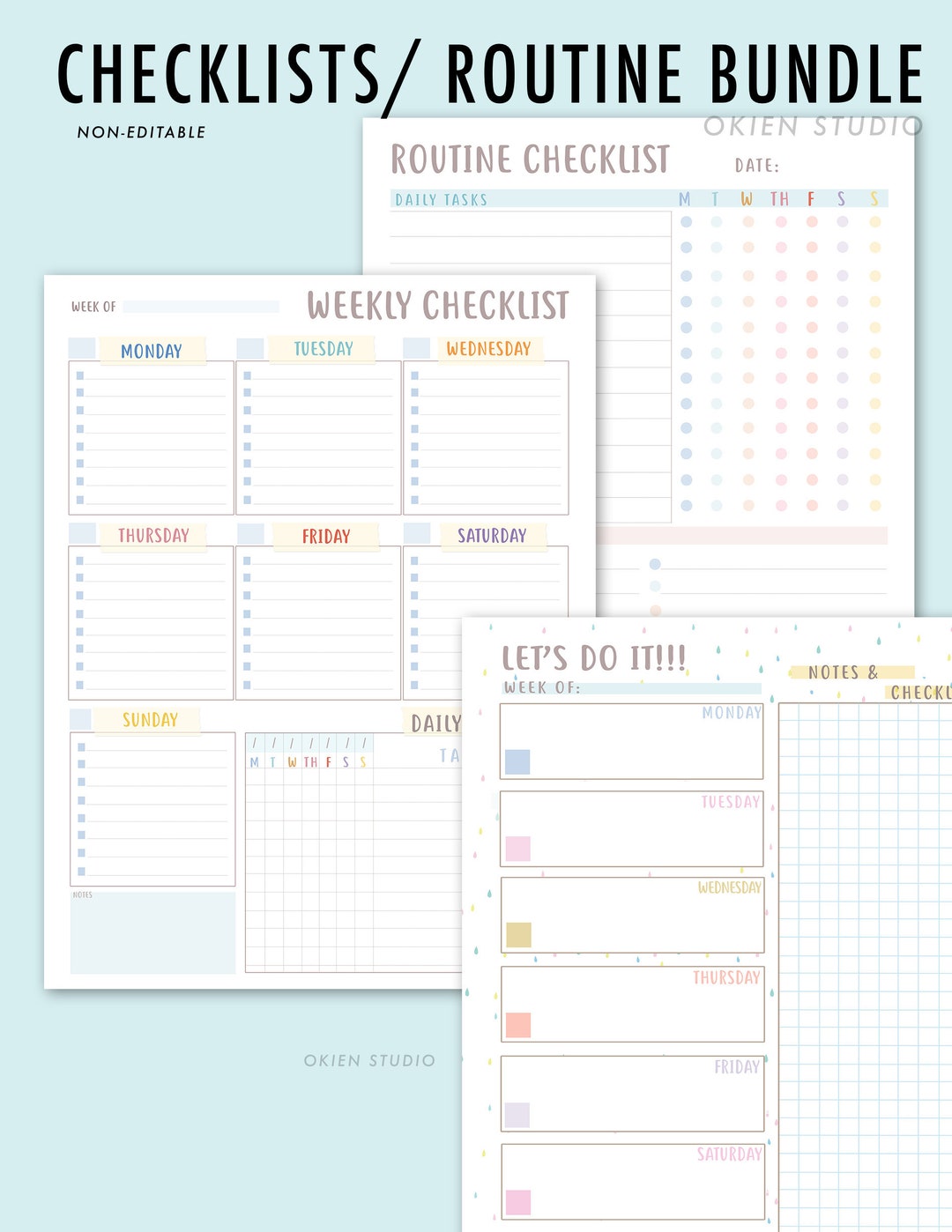 Checklists for EVERYTHING, Planner Bundle, Daily Routine, Routine ...