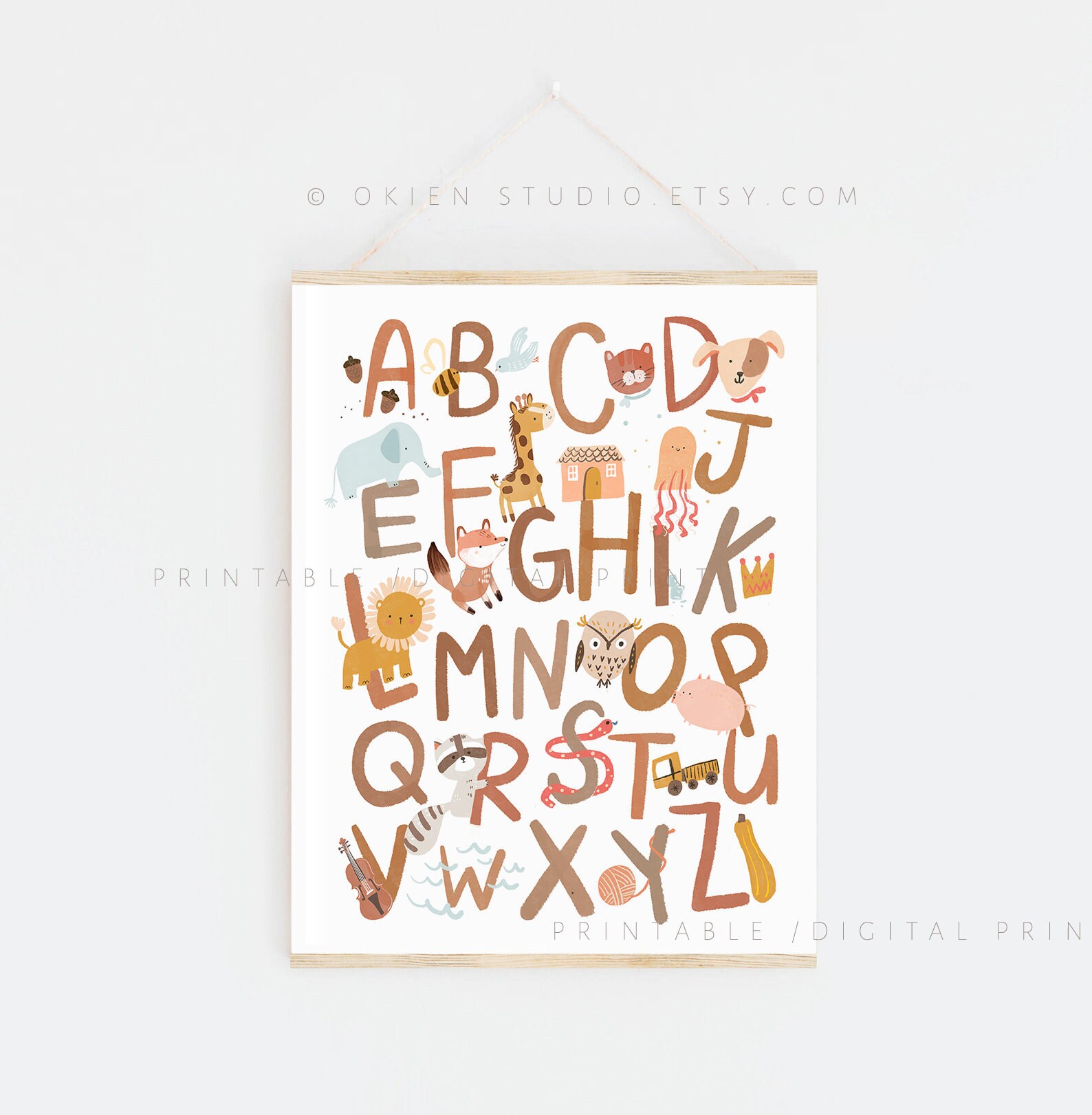 ABC poster boho wall decor alphabet poster boho boho | Etsy