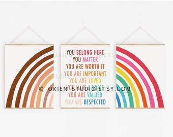 DIVERSITY ARTWORK, REGENBOGEN Wandtattoo, motivierende Botschaft, inklusive Wanddekoration, In diesem Klassenzimmer, Klassenzimmer Inspiration Poster digital