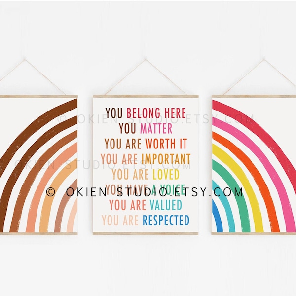 DIVERSITY ARTWORK, RAINBOW Wall Decal, Motivational Message, Inclusive Wall Décor, In This Classroom, Classroom Inspirational Poster digital