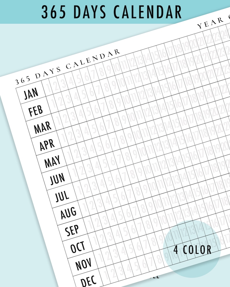 Normal Calendar Giant 365-day Wall Calendar: Yearly Habit Tracker (digital Download) - Etsy
