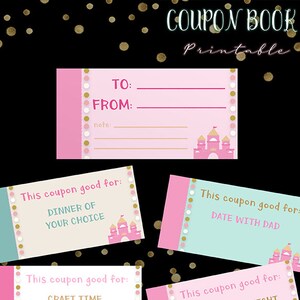 Printable Princess Birthday Coupon Book, Awesome Kid Coupons, Princess ...