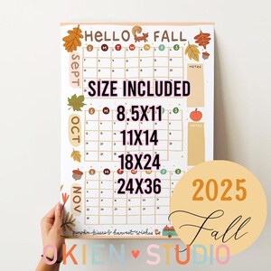 Calendario de otoño: Planificador mensual de septiembre a noviembre de 2025 (descarga digital) imagen 2