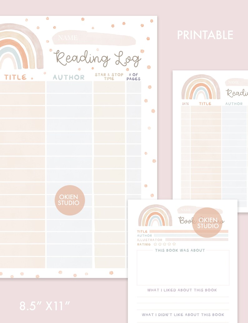 Rainbow Reading Log & Book Review Template (digital Download) - Etsy