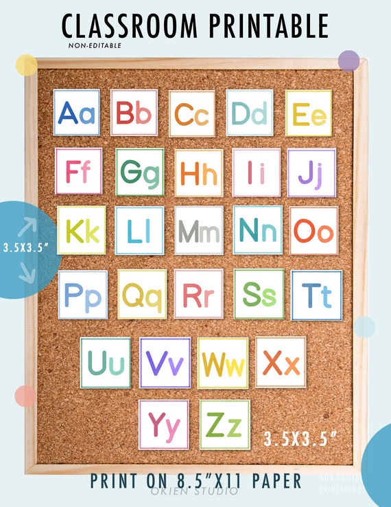 Alphabet wall Classroom Printable watercolor alphabet - Etsy España
