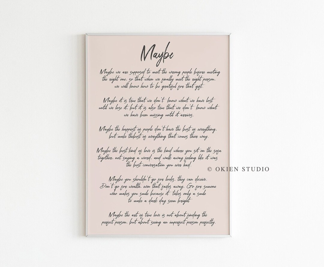 Maybe Love Poem Print Digital Art, Romantic Poetry, Maybe Wedding Poem ...