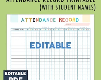 Editable Homeschool Attendance Sheet: Teacher Log (Editable PDF)
