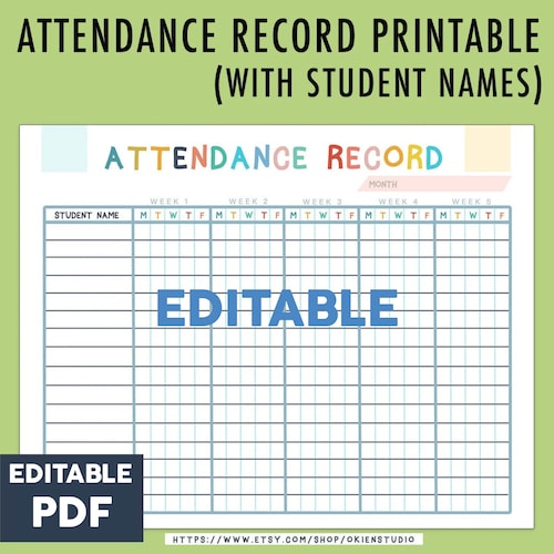 Editable Homeschool Attendance Sheet Teacher Log Digital - Etsy