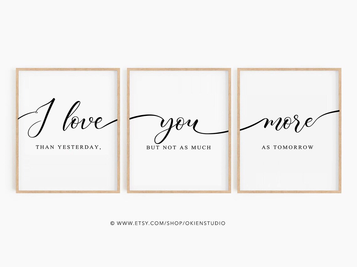 I Love You More Wall Art: Minimalist Calligraphy Print Set (digital ...
