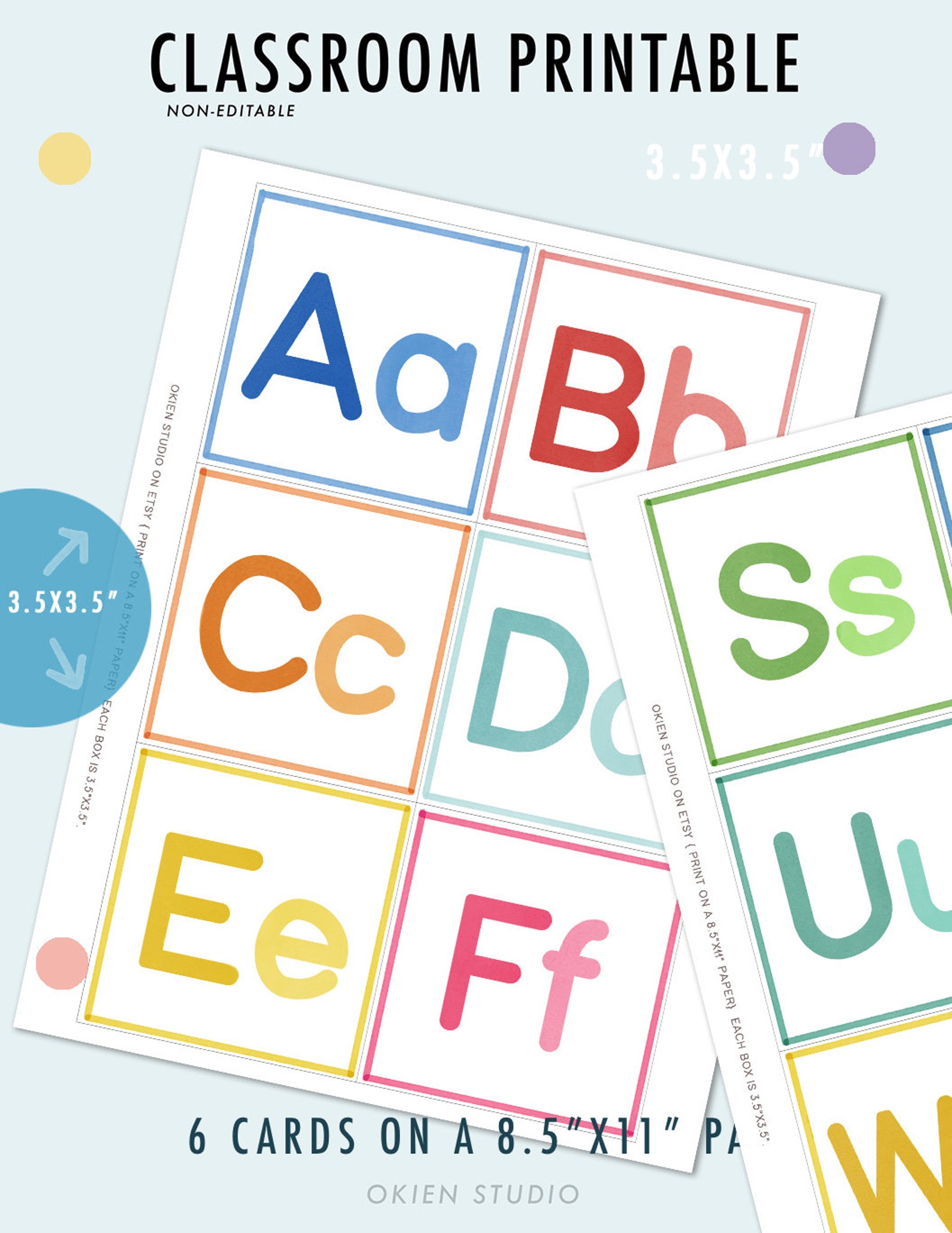 Alphabet Wall Classroom Printable Watercolor Alphabet - Etsy