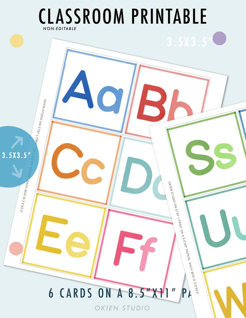 Alphabet Wall Classroom Printable Watercolor Alphabet - Etsy
