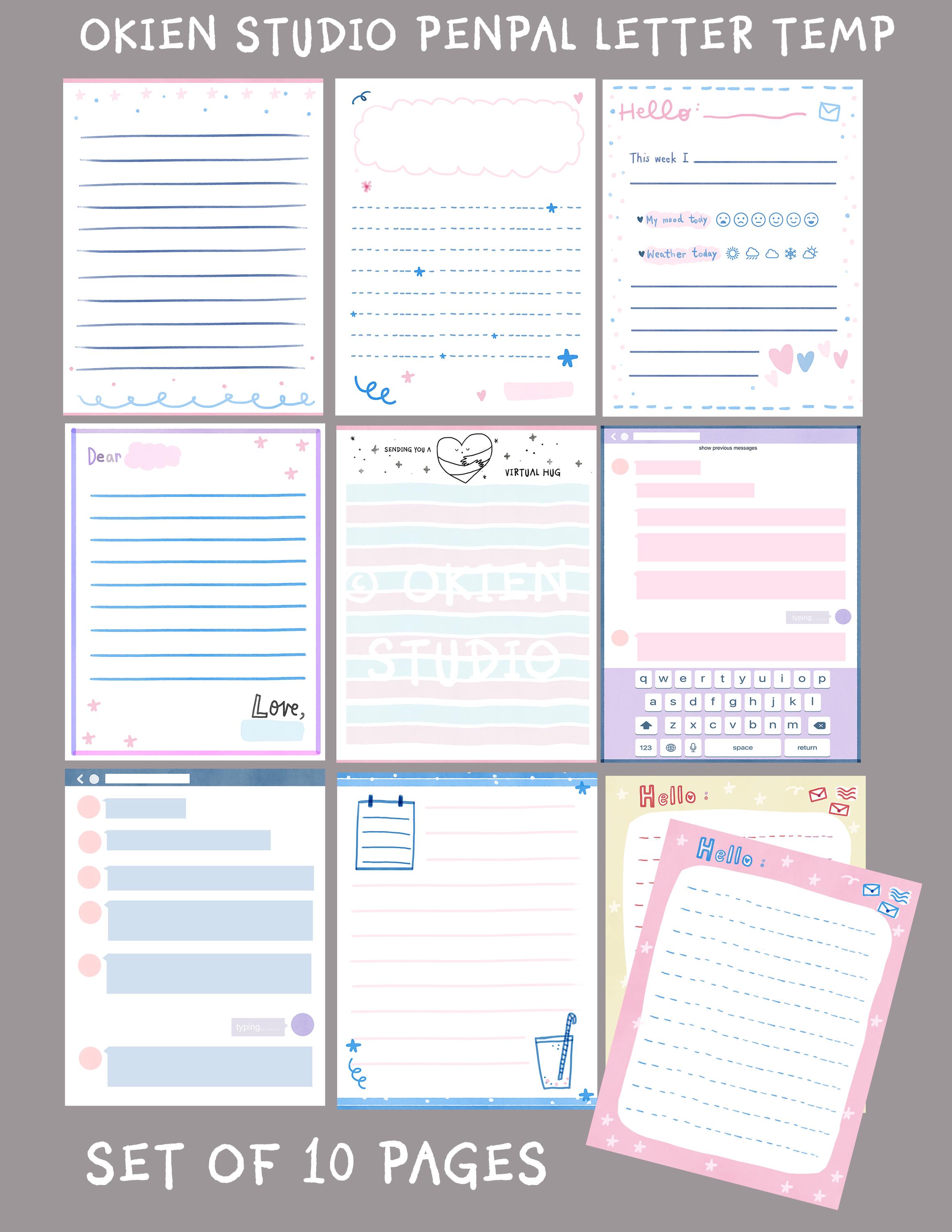 Pen Pal letter Printable for kids, Phone conversation template, Creative Letter Template Printable, Snail mail temp, Cute Penpal Letter girl