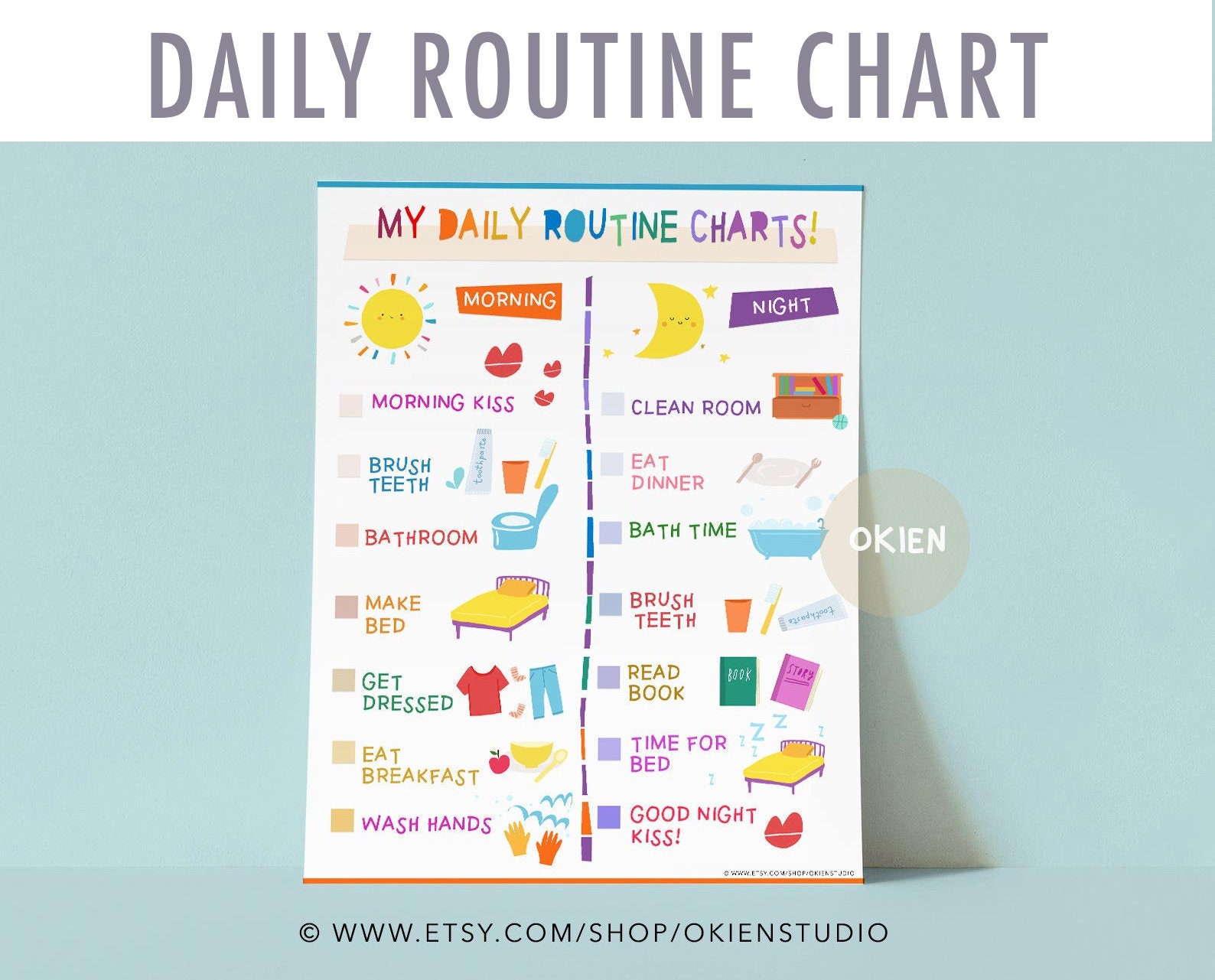 Kids Daily Responsibilities Chart Printable Daily Routine | Etsy