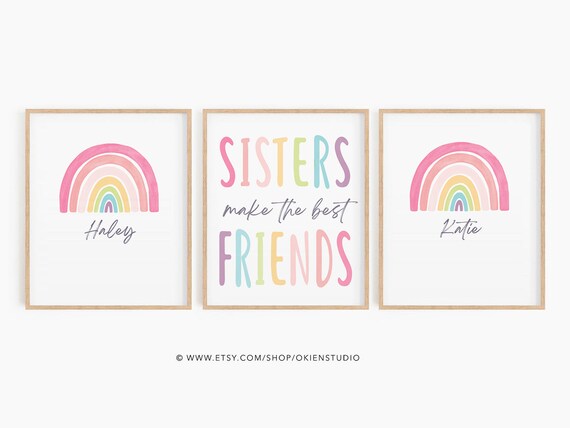 Best Friends Sister Wall Art Sisters Digital Art Print Sisters