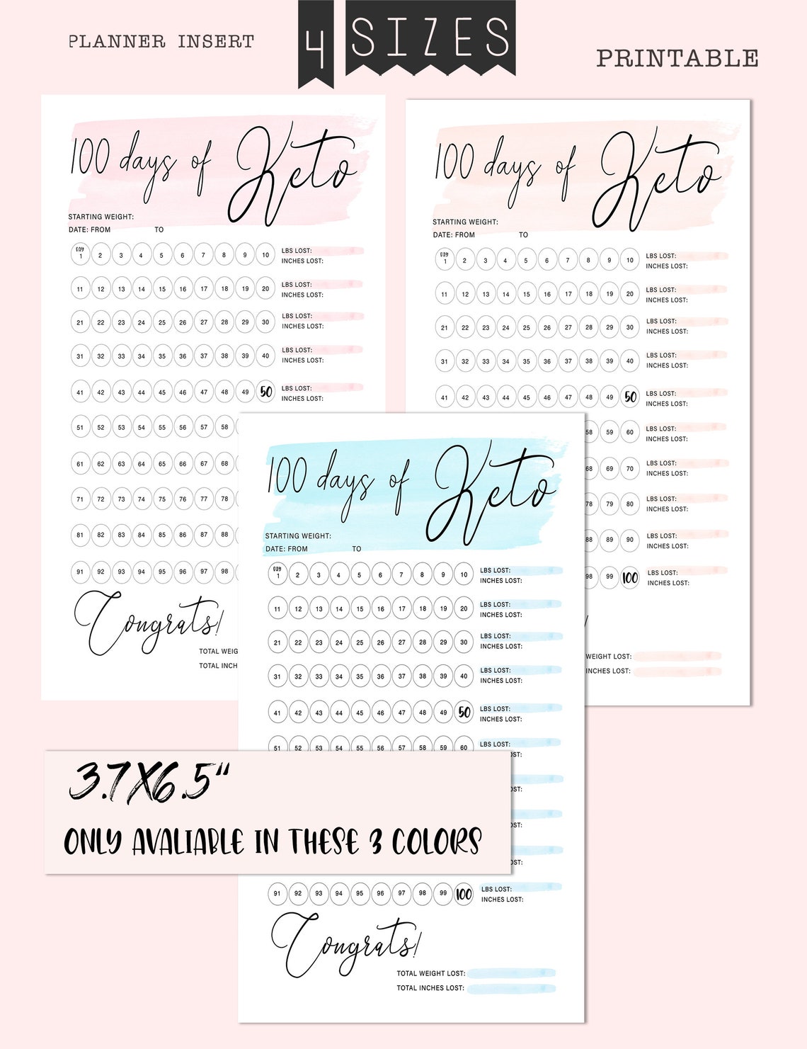 100 days of keto keto diet tracker keto insert printable etsy