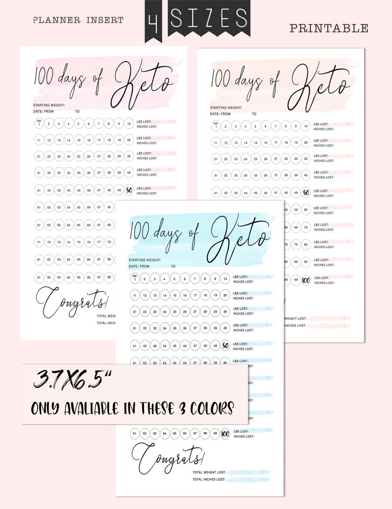 100 Days of Keto Keto Diet Tracker Keto Insert Printable | Etsy