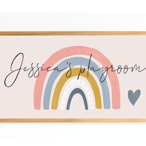 Custom Name sign nursery, Rainbow Name sign, long name sign, Girls Playroom art, Boho Rainbow Name Print, Rainbow name sign, playroom name