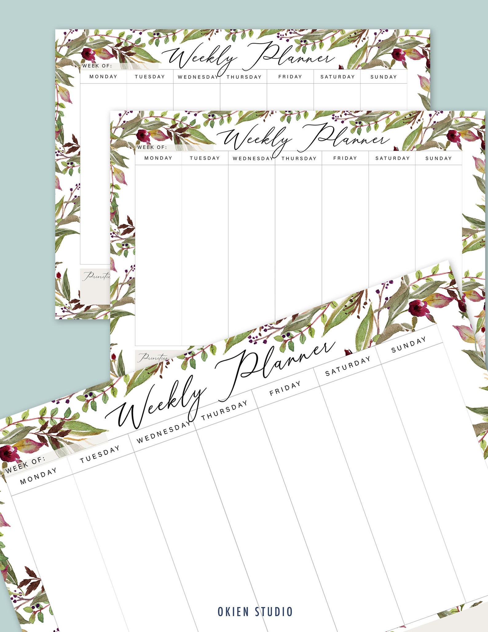 Floral Weekly Planner Printable: Christmas Schedule (PDF) - Etsy