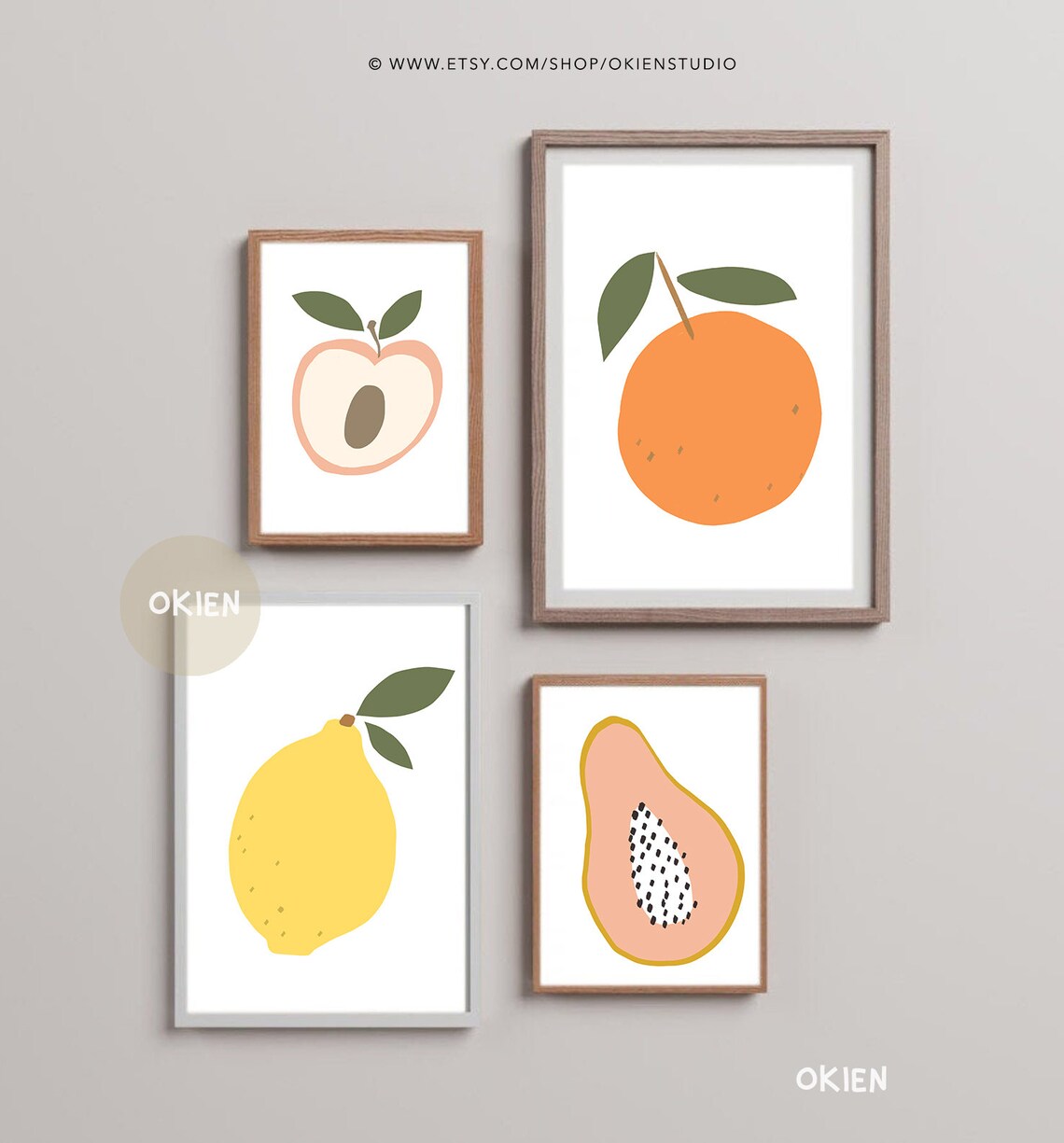 Summer Fruit Wall Art Modern Fruit Art Papaya Art Lemon Etsy