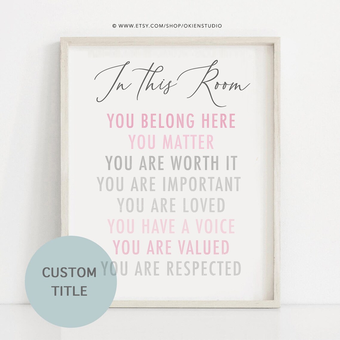 Printable wall art Positive affirmations wall art pink and | Etsy