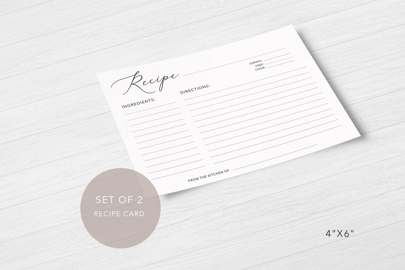 Printable Recipe Card Minimal Recipe Card Clean Recipe | Etsy