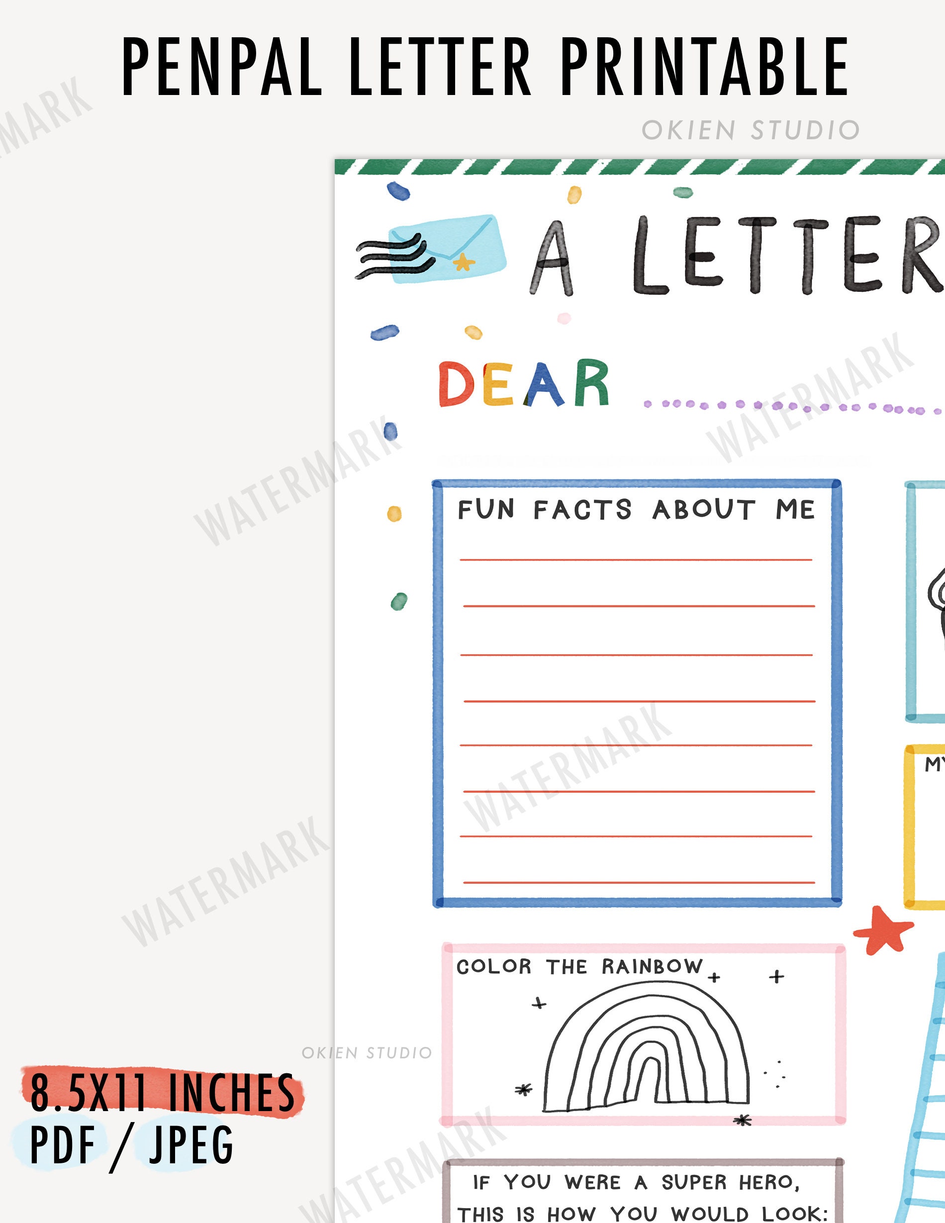 Kids Pen Pal Printable Letter Templates for Kids Letter Etsy Kids Pen Pal Printable Letter Templates for Kids Letter Etsy