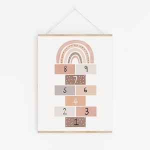Numbers wall art, Kids wall art, girl wall art, pink wall art, boho wall art, hopscotch prints, boho girl room, girl room wall art, jump