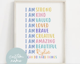 Personalized Kids Affirmation Print: Nursery Playroom Decor for boys bedroom (Digital Download)