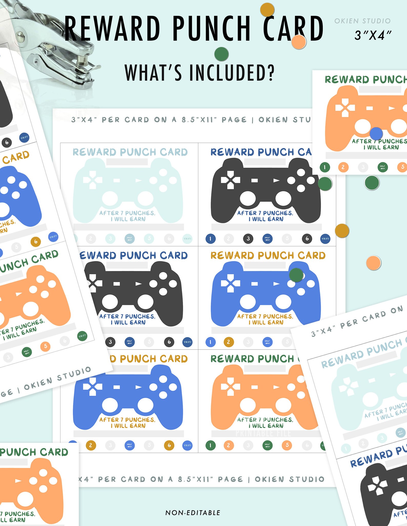 Video game printable Reward Punch Card Gaming PC PS game Etsy