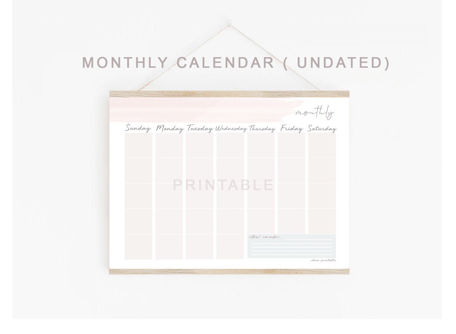 Boho Monthly Calendar Digital Planner Printable Calendar Etsy