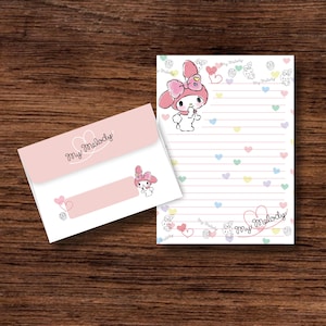 Papel de Carta con Sobre para Imprimir, Kawaii Coleccionable, Papel de Carta Imprimible, Sobre para Imprimir, Papelería Vintage, Manualidad