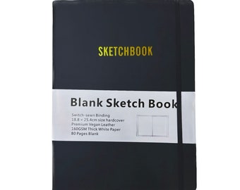 Black Sketchbook (White Paper) 7.5 x 10.5