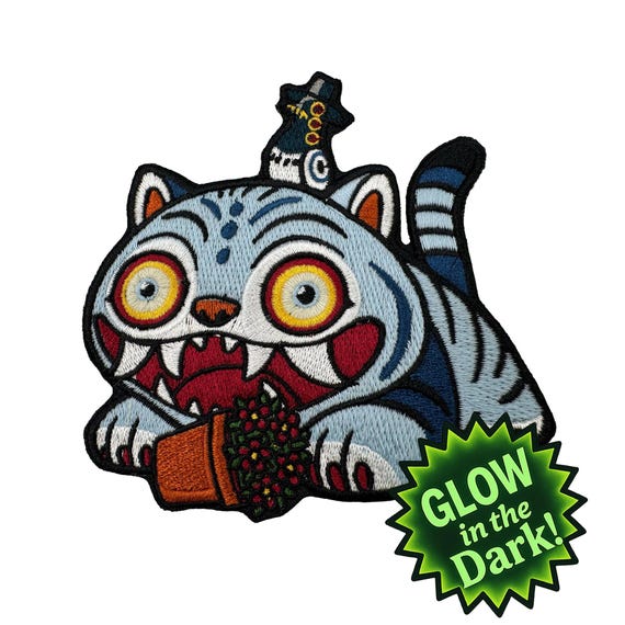 Korean Tiger Derpy Glow in the dark Iron-On Embroidery Patch