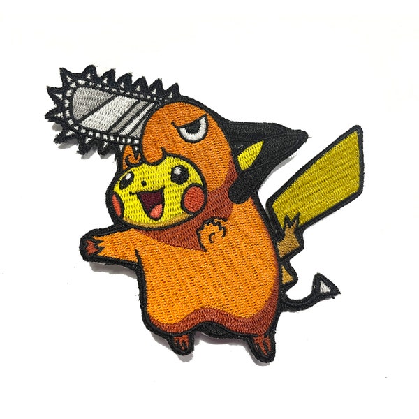 Chainsaw Dog + Pikachu  'Pikachita' Iron-On Embroidery Patch