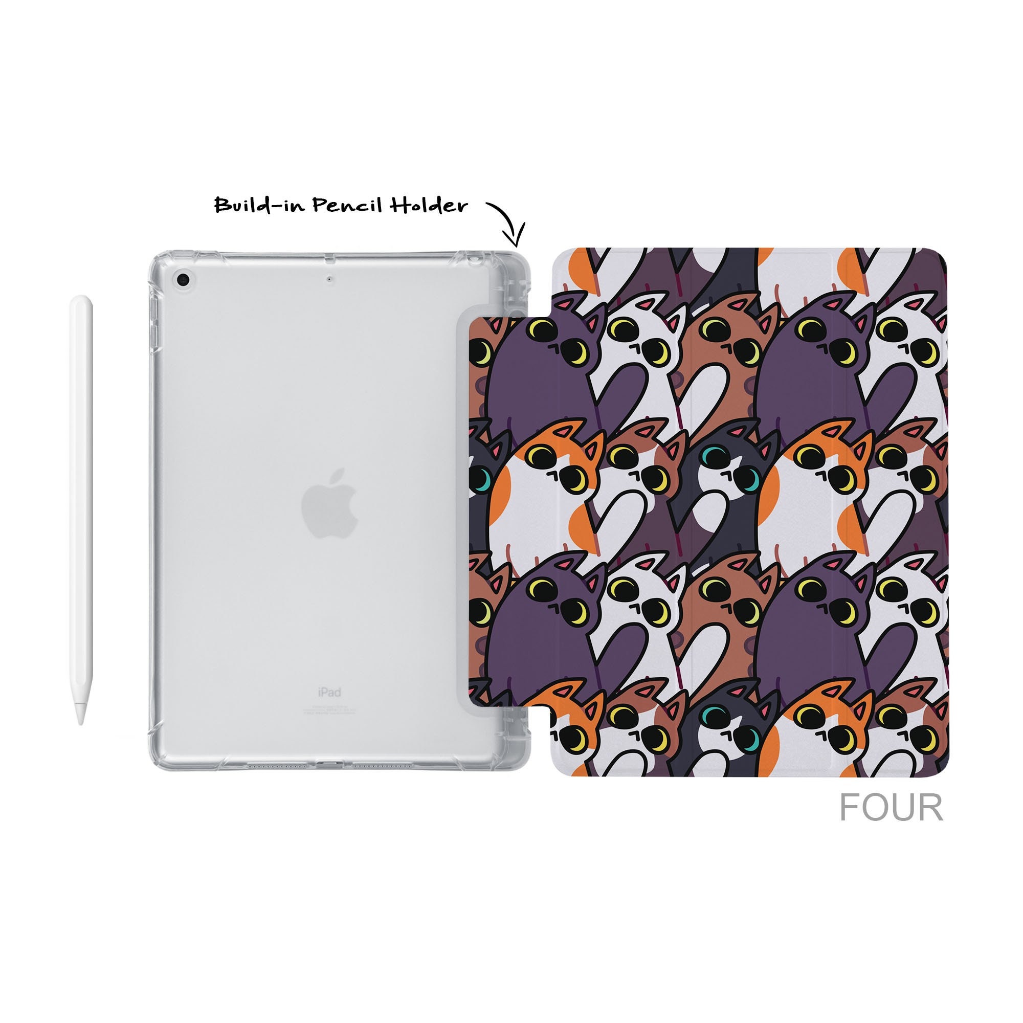 IPad Soft TPU Clear Back Smart Cover With Build-in Apple Pencil