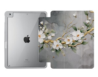 Case for iPad with Built-in Pencil Holder - Clear Back Cover for 2024 iPad Pro 13, 11, Air 13, 11, Pro 12.9, 11, 10.9, 10.2, 9.7, Mini 6 7