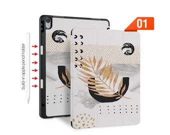 iPad mince étui léger intégré porte-crayon pomme couverture arrière TPU souple pour iPad 10.9 10.2 9.7 Pro 11 Pro 12.9 mini 6 5 4 fleur de marbre