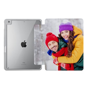 Custom iPad Case with Built-in Pencil Holder Clear Back Cover for 2024 iPad Pro 13, 11, Air 13, 11, Pro 12.9, 11, 10.9, 10.2, 9.7, Mini 6 7