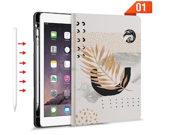 Folio Case for iPad  auto sleep wake up apple pencil holder stand cover for iPad 9th 11 pro12.9 11 10.9 10.2 9.7 mini 5 flower