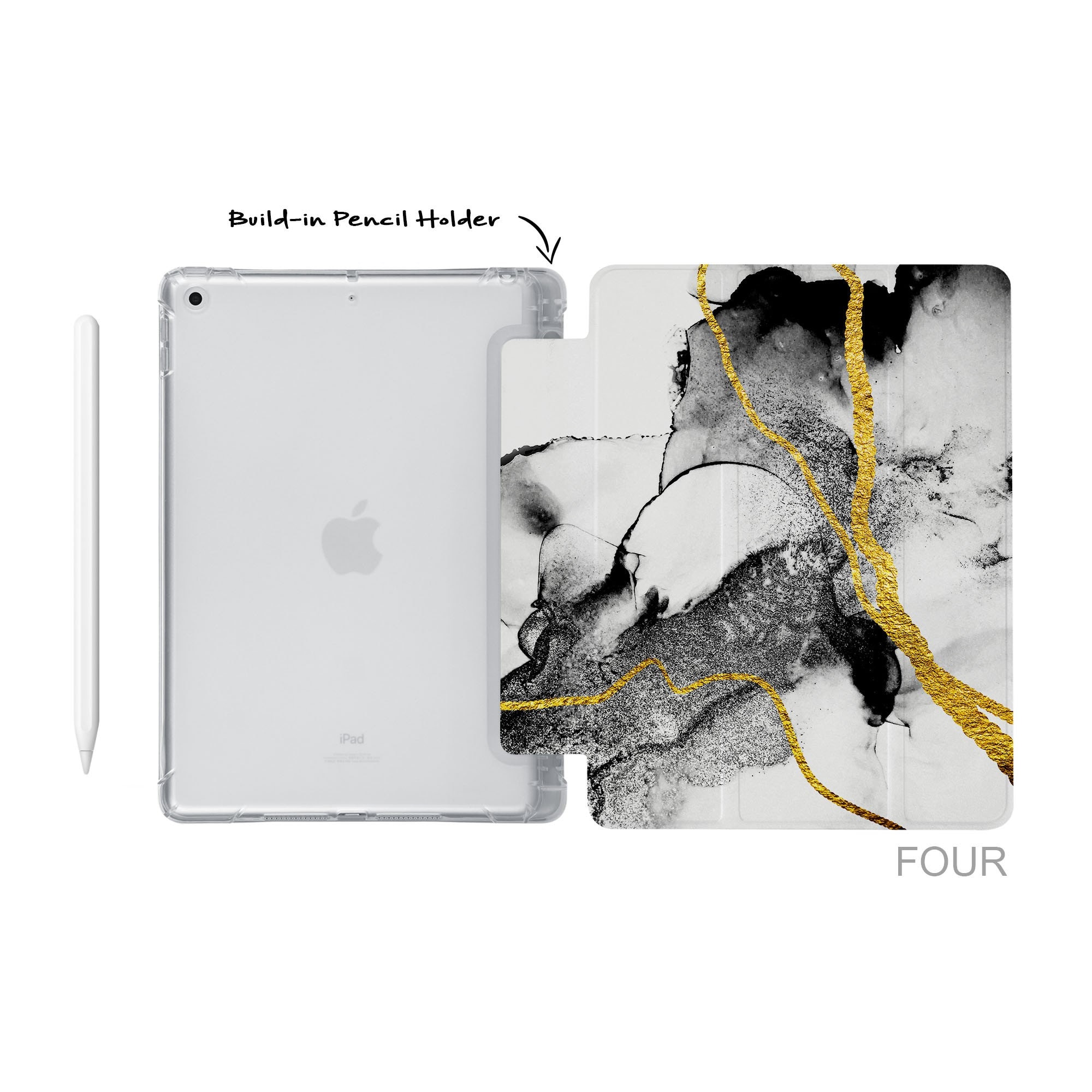 IPad Soft TPU Clear Back Smart Cover With Build-in Apple Pencil