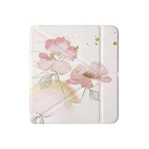 Sleep Case for Kobo - Personalized PU Leather Sleep Case with Built-In Stand for 2025 Kobo Clara 6" & Libra 7" Auto Wake/Sleep flower pink
