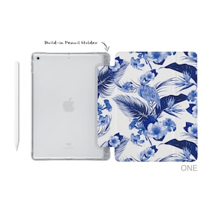 iPad  soft TPU clear back smart cover with build-in apple pencil holder for 2023 Pro 11 Pro 12.9 mini 6 5 air 10.9 iPad 10.9 10.2 9.7 flower